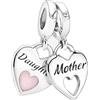 Feitery Figlia e Mamma Charm Giorno di Natale Bead Bracciale Regalo di Natale Ciondolo da Donna Argento