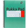 Pukka Pad, A4+ - Quaderno metallico Jotta, confezione da 1 - 22,5 x 29,6 cm, con linee da 8 mm e carta da 80 g/m², con margini di perforazione a 4 fori e bordi perforati, 200 pagine, verde