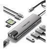 Lemorele Hub USB C con Ethernet RJ45 da 1000M- 10 en 1 Custodia in Alluminio Adattatore USB C Hub a HDMI 4K, 3 USB-A 3.0, PD 100W, SD/TF, Dati USB-C per Macbook Air/Pro, iPad, Windows, Switch