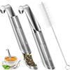AMONENZ 2 Pezzi Filtro Te Infusione, Tubolare Filtro The Infusione, Acciaio Inossidabile 304 Filtri per Tisane Sfuse, con Spazzola per la Pulizia e Orecchie Pendenti, per Tè Sfuso, Spezie