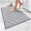 SHACOS Tappetino da bagno, antiscivolo, in microfibra, tappeto per bagno, assorbe l'acqua, lavabile, grigio chiaro, 45 x 65 cm