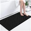 SHACOS Tappetino da bagno, antiscivolo, in microfibra, per il bagno, assorbe l'acqua, lavabile, nero, 60 x 120 cm