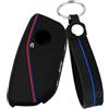 ATFIGII Guscio chiave compatibile con BMW X1 Msport X2 X5 G05 M60i X5M X6 X7 740i X3 M50 540i 2024 2025 2026 chiave auto cover silicone protezione chiave portachiavi C nero blu