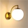 Goeco Applique da Parete Interno Oro, E27 Lampada da Parete di Sfera Vetro Moderna, Lampada a Muro a Forma di Lanterna per Camera da letto, Soggiorno, Corridoio, Senza Lampadina, Paralume Dia.15 cm