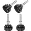 QUARKZMAN 4 Set M6 x 30mm Manopole Zigrinate Filettatura Maschio Viti Testa Zigrinata Dadi Rondelle, Impugnatura Manopola Bloccaggio 25mm Manopole Testa Plastica Viti Testa Zigrinata, Nero