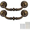 TopHomer 2 maniglie vintage per cassetti, antiche, con kit di viti, universali, 12,5 cm, per camera da letto, bagno, cucina, armadio, armadio, [ottone]