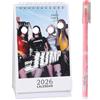 QOCUILC 1 pezzo Black Calendario Da Scrivania 2026 Per Decorazione Da Scrivania K-P Black Foto,con Penna cancellabile nera Calendario Di Supporto Per i Fan