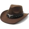 Aegistus Cappello da cowboy unisex per uomo e donna - Cappello western con ampia pelliccia sintetica e chiusura con fibbia - cappello da rodeo per attività all'aria aperta marrone, caffè