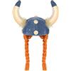 WickedFun Wicked Fun Cappello vichingo unisex da adulto, in morbido tessuto, con trecce di zenzero e corna, accessori per travestimento unisex, blu, bianco., Taglia unica