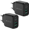 Gcstnn 40W Caricatore USB C, Gcstnn 2 Pezzi 4 Porto Rapido Multipla 2USB C& 2USB A Caricabatterie, Spina per iPhone 15 Pro Max/14/13/12/11 Plus, iPad Pro Air, Samsung S24 Ultra Muro Carica Alimentatore Presa