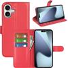 Fertuo Cover per iPhone 17, Custodia Portafoglio Cover a Libro in Pelle Flip Case con Silicone Bumper, Fibbia Magnetica, Porta Carte, Kickstand, per iPhone 17, Rosso