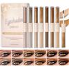 DENESTUP 6 Colori Ombretto Liquido Glitterato e Opaco, Eyeliner Neutro Marrone 2 in 1, Asciugatura Rapida, Lunga Durata, Set Di Trucco Scintillante