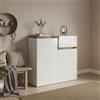 Dmora Scarpiera moderna, Made in Italy, a 2 ante e 1 anta a ribalta, Portascarpe da ingresso, Mobile multiuso, cm 80x40h80, colore Bianco lucido e Acero