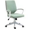 Vinsetto Sedia da Ufficio Sedia da Scrivania Sedia per Ufficio con Funzione di Oscillazione Schienale Regolabile Imbottitura Spessa Ergonomica Ruote Girevoli in Poliestere Nylon PP Verde+Bianco 62x69x92-100 cm