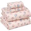 Ruvanti Set di lenzuola in 100% cotone, per letto king size, 4 pezzi, morbide e traspiranti, con tasca profonda 40,6 cm, standard hotel, sensazione fresca, resistente, perfetto lenzuolo con motivo