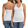Joyshaper Canottiera da donna, reggiseno shapewear, camicia intima per la pancia, con scollo a V, body shaper camicia con allacciatura al collo, Nero/Tracolla Regolabile, M