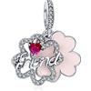 Annmors Ciondolo Argento Sterling 925 Charm Bead Compatibile Bracciale Collane Europei Friends Flower Dangle Perline zirconi Natale,San Valentino,festa della mamma,ciondoli regalo per donne e ragazze