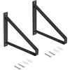 Emuca - Set di supporti per mensole in legno con forma triangolare, Acciaio, Verniciato nero