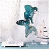 Demissle Decorazione da parete a forma di sirena in metallo, stile rustico, decorazione da parete in metallo blu, elegante scultura a forma di sirena per stanza, patio, piscina, bagno (stile delicato)