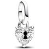 PANDORA ME Mini pendente a forma di cuore con serratura in argento Sterling con zirconia cubica trasparente e smalto nero
