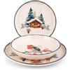 H&H Frosty Nordic Servizio Piatti In Porcellana - Set 18 Pz