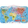 Janod - Puzzle magnetico in legno con mappa del mondo - 92 pezzi magnetici - 70 x 43 cm - Versione francese - Gioco educativo a partire dai 7 anni, J05500 argento metallizzato