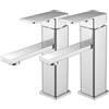 Vuadzren Rubinetto Bagno Lavabo Miscelatore da lavabo a foro singolo, forma quadrata, cromo, a leva singola con cartuccia ceramica, in acciaio inox(2, cromo)