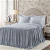 Lush Decor Ticking Stripe - Set di 3 copriletto a righe, per letto matrimoniale (king size), colore blu navy, con volant, copriletto a righe, stile coquette