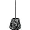 Spirella Porta scopino Porta scopino WC „Etna" Set WC da Terra in poliresina Effetto Pietra Naturale 17x13x38 cm Nero Scintillante
