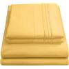 Sweet Home Collection 1859 Thread Count Sheet Soft Egyptian Quality Brushed Microfiber Set di Biancheria da Letto di Lusso Piatto, Lenzuolo con Angoli, 2 federe, Microfibra, Giallo, Queen, 4 unità