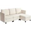 VEVOR Divano Letto Angolare con Contenitore Nascosto, con Pouf e Schiuma ad Alta Resilienza, Divano Imbottito 3 Posti con Struttura in Legno Massello per Soggiorno, Camera da Letto, Beige