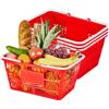VEVOR Cestini per Spesa Cestini della Spesa Impilabili in Plastica con Manici Set da 4 Pezzi, Struttura a Maglia Fitta, Portatili per Supermercati, Uso Domestico, Carico max. 2,1 kg, Rosso
