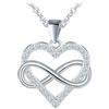 MOOFUN Collana da donna con ciondolo a forma di cuore, in argento 925, con zircone, infinito, per mamma, moglie, fidanzata, donna, donna, per compleanno, San Valentino, festa della mamma, argento