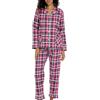 MIA LUCCE Pigiama lungo da donna con bottoni, pigiama in flanella, pigiama da donna PJ morbido top e pantaloni pigiama, tuta da donna in due pezzi, taglie XS-XL, Griglia rosa, M