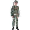 SMIFFYS Costume Militare mimetico da ragazzo, verde, con top, pantaloni e cappello Halloween