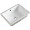 KARAMAG Lavello da bagno sottotop piccolo rettangolare da 45,7 cm, in ceramica bianca, sotto il bancone, con troppopieno (46,5 x 35,1 cm)