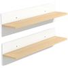 HOMCOM Set 2 Mensole da Parete per Casa e Ufficio in Legno, 80x16.5x20 cm, Bianco e color Legno | Aosom Italy