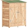 Outsunny Capanno attrezzi, con tavolino, in abete, 140 x 75 x 157 cm, Legno naturale | Aosom Italy