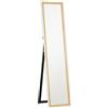 HOMCOM Specchio da Terra a Figura Intera con Cornice Effetto Legno 157 x 37 cm, Bianco | Aosom Italy