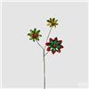 EDG Enzo De Gasperi Decoro Natale Gerbera Metal Ramo con 3 Fiori H 46 Cm Verde Rosso