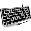 Macally Tastiera retroilluminata con cavo per Mac, tastiera compatibile con Apple (piccola e compatta), comoda tastiera USB per digitare tutto il giorno per MacBook Pro/Air, iMac, Mac Mini/Pro (grigio