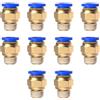 SENRISE Raccordo a Innesto 1/4 1/8 3/8 4mm 6mm 8mm 10mm Pneumatico Filettatura Maschio a Sgancio Rapido per Aria Industria Automatica 10 Pezzi (10 mm 1/4)