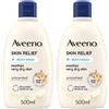 Aveeno Skin Relief Bagnodoccia Idratante per Pelle Molto Secca e Sensibile, Ipoallergenico, Bagnoschiuma Senza Profumo Sapone, Formula Vegana 500 ml 2x500 Gel doccia