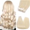 Silk-co Extension Adesive Capelli Veri Biadesivo 10 Fasce Biadesive 35cm 20g Tape Ins Invisibili Biondo Platino