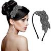 Sibba Fasce Per Capelli Da Donna Anni '20 Accessori In Cristallo Matrimonio Nero Con Strass Stile Vintage Accessorio San Valentino Ragazze Costumi Feste Di Ballo Retrò Grigio