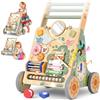 Winnrok Carrello Primi Passi in Legno, Girello Montessori con Centro Attività, Girello Neonato Altezza e Velocità Regolabili, Perfetto come Regalo di Compleanno o Natale, Girello per Bambini 6-18 Mesi