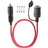 LANMINGLEL Cavo di prolunga per accendisigari auto, 14AWG, 12V / 24V, resistente, con luce LED e fusibile da 20A, per pompa per pneumatici, compressore d'aria (0,5M)