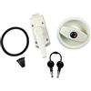 CR-MOESANCO® Serratura Camper e Caravan | Maniglia per Porta Furgonato 30-40mm | Kit Ambidestro Anti-UV con 2 Chiavi e Guarnizione | Ricambio Esterno Interno Ø110mm Bianco