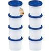 Westmark 8 contenitori per erbe aromatiche/congelatore con coperchio - Ideali per congelare erbe aromatiche e cipolle, 200 ml ciascuno, impilabili, trio, trasparente/blu, 258422E3
