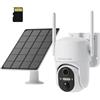 HOSAFE.COM Telecamera WiFi Esterno, Telecamera Esterno, Telecamera WiFi Esterno Senza Fili, Telecamera a 360° con PTZ, Sensore PIR, Visione Notturna a Colori 2K HD, SD/Cloud, Impermeabile IP66